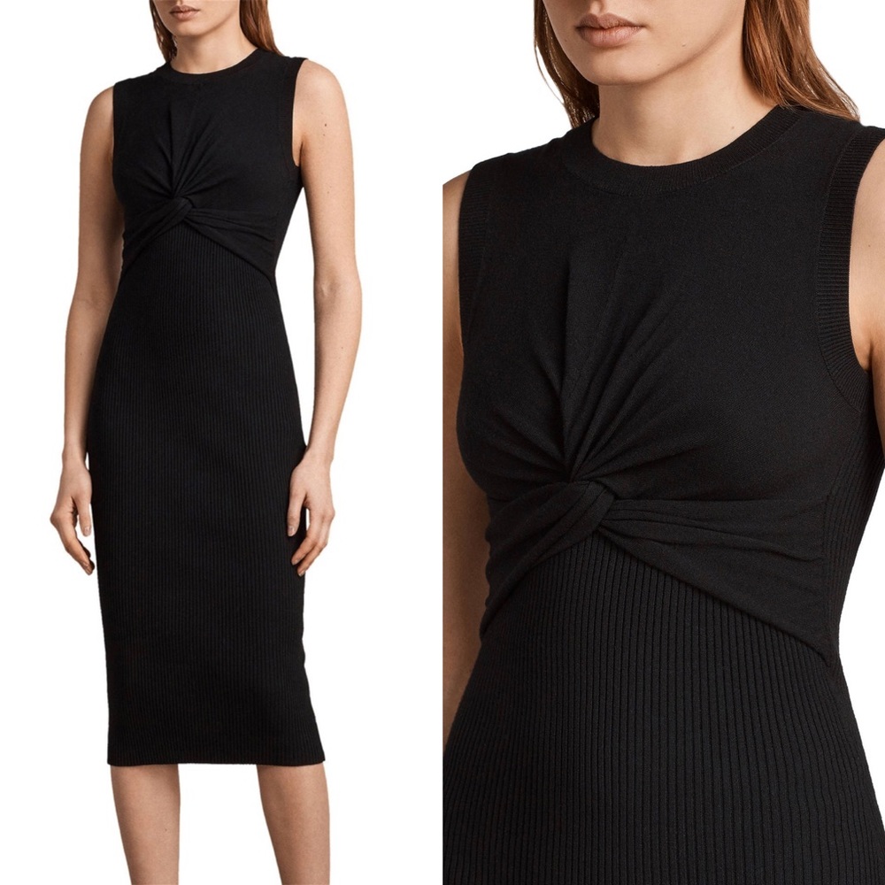 AllSaints Tyne Ribbed Knot Dress